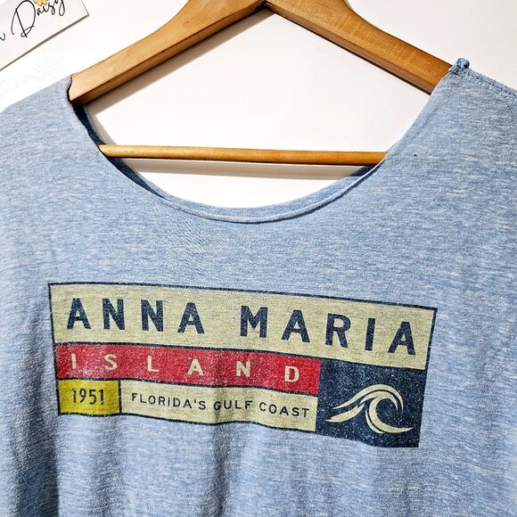 Anna Maria Island 1951 Floridas Gulf Coast Graphic T-Shirt Blue Heather Sz S~SS3 - Picture 2 of 3